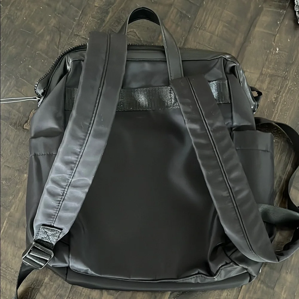 Tahari Nylon with Leather Trim Black Backpack